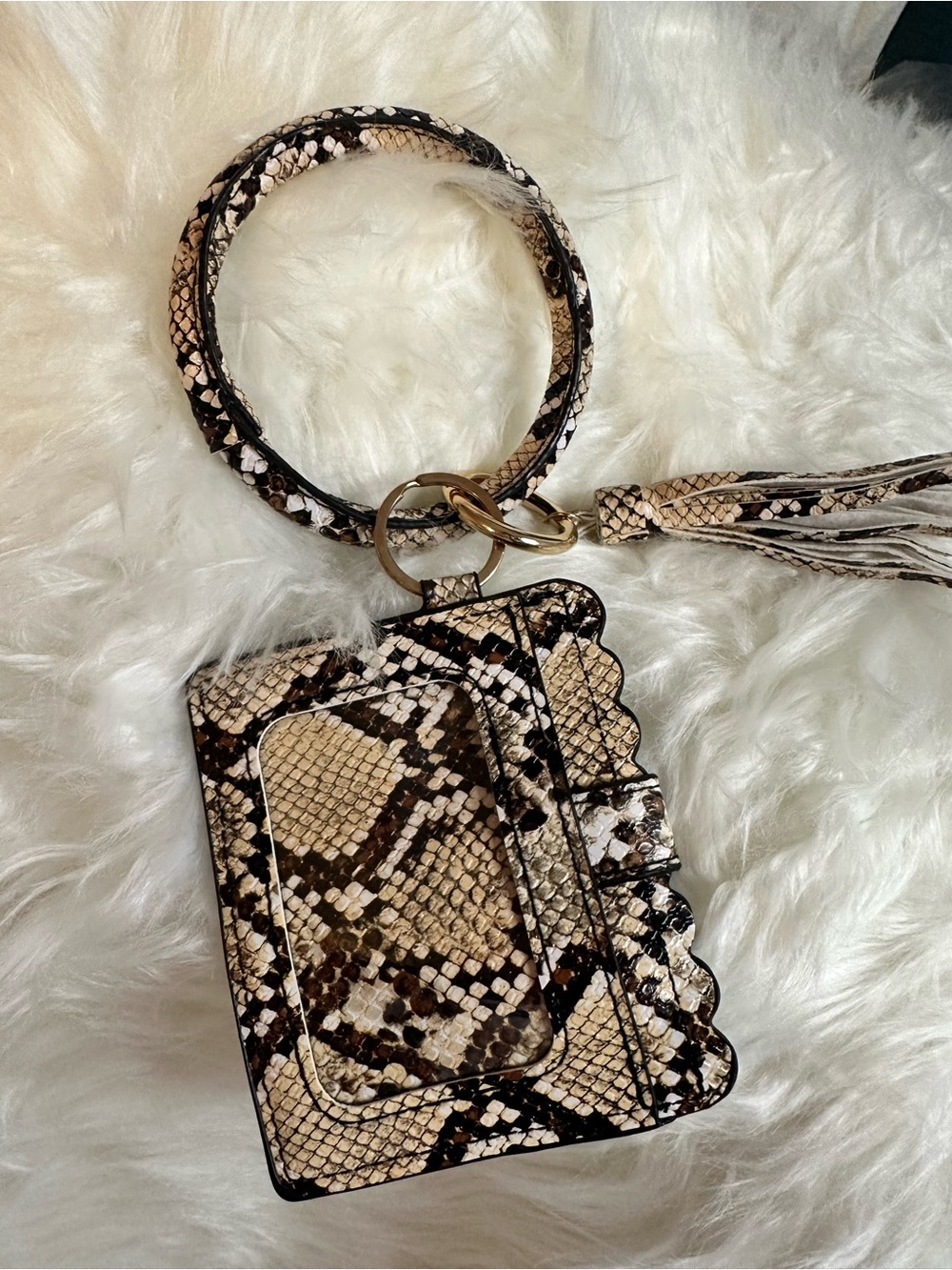 Source Unknown Snake Print Wristlet Clutch in Beige, Brown, Black
